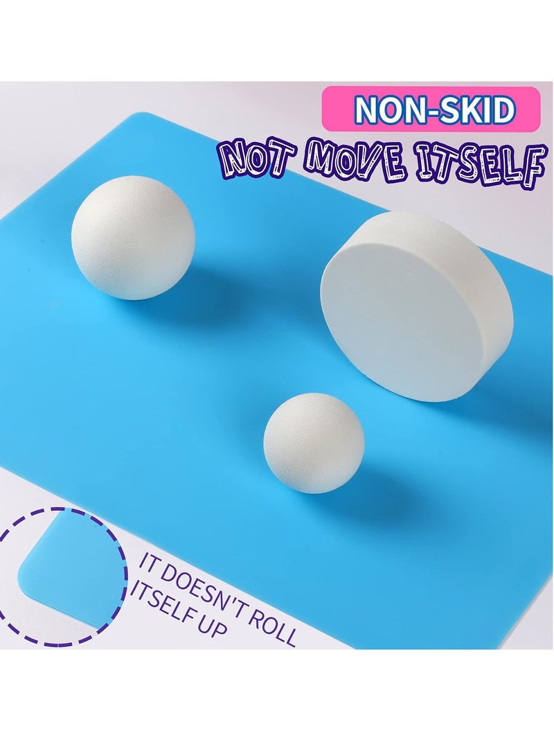 LEOBRO Silicone Mat for Resin Molds, 2 PCS 15.7" x 11.7" Playdough Mat, Silicone Mats for Crafts, Jewelry Resin Molds Mats, for Resin, Clay, Paint, Blue & Rose Red - Image 1
