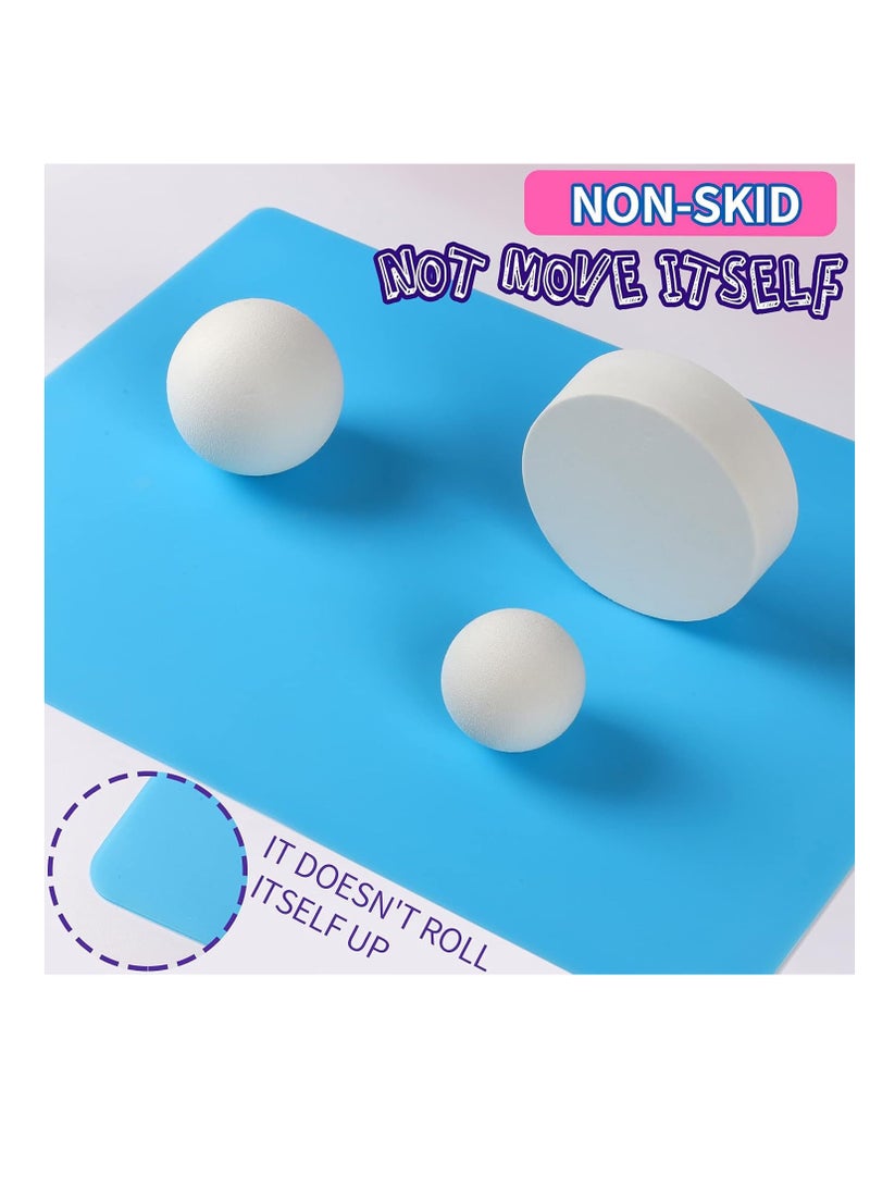 LEOBRO Silicone Mat for Resin Molds, 2 PCS 15.7" x 11.7" Playdough Mat, Silicone Mats for Crafts, Jewelry Resin Molds Mats, for Resin, Clay, Paint, Blue & Rose Red - Image 2