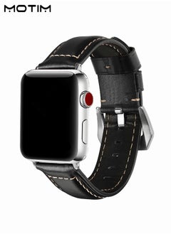 Leather Apple Watch Band 42mm 44mm 45mm 49mm M/L, Genuine Leather Wristband Replacement Strap for iWatch Ultra SE Series 10/9/8/7/6/5/4/3/2/1/Ultra 2