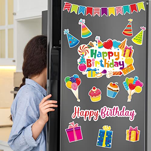 Geyee 14 Pcs Birthday Car Decorations Cruise Door Decorations Birthday Banners Reflective Magnet Stickers Balloon Cake Box Colorful Magnets for Car Refrigerator Cruise Door Metal Surface(Cake) - Image 4