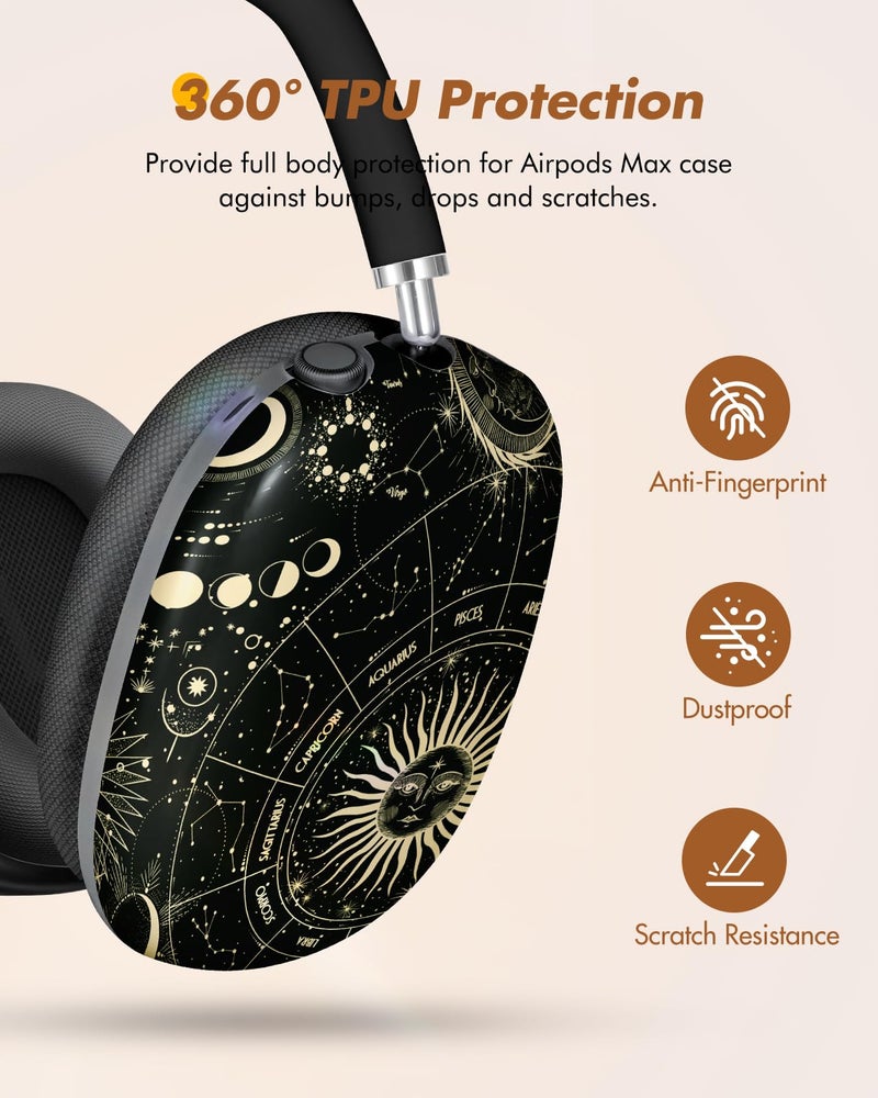 Joyleop for Airpods Max Case Covers - Elegant Durable Hard for AirPods Max Covers, Retro Headphones Case with Unique Design, Pretty Essential Accessories for Headphones, Constellation - Image 2