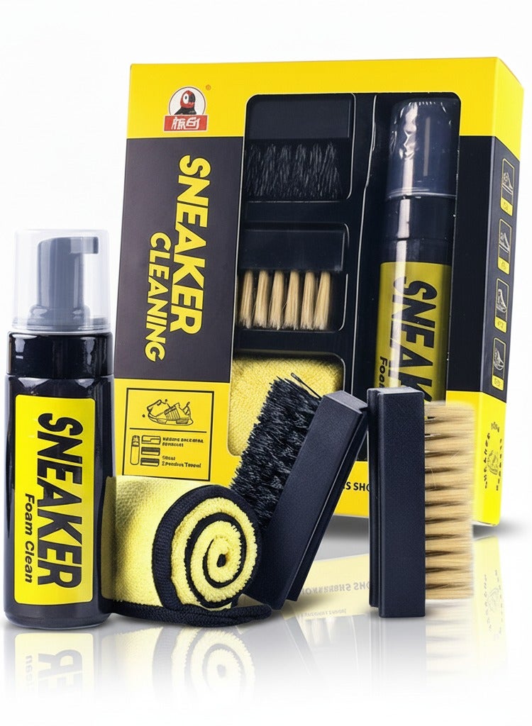 Biki All-in-One Shoe & Sneaker Cleaner Kit for Men & Women | Deep Cleaning Foam, Dual Brushes (Soft & Stiff) & Microfiber Towel | Pro-Grade Shoe Care Set. - Image 1