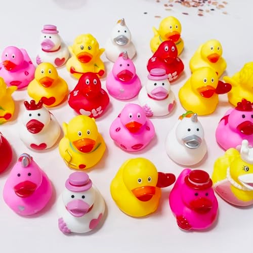 Cherislpy 36 Pcs Valentines Rubber DucksBath Showers AccessoriesMini 216 Duckies Bath Toys for Kids Girls Boys Valentines Day Party Favors Gift Exchange Valentines - Image 5