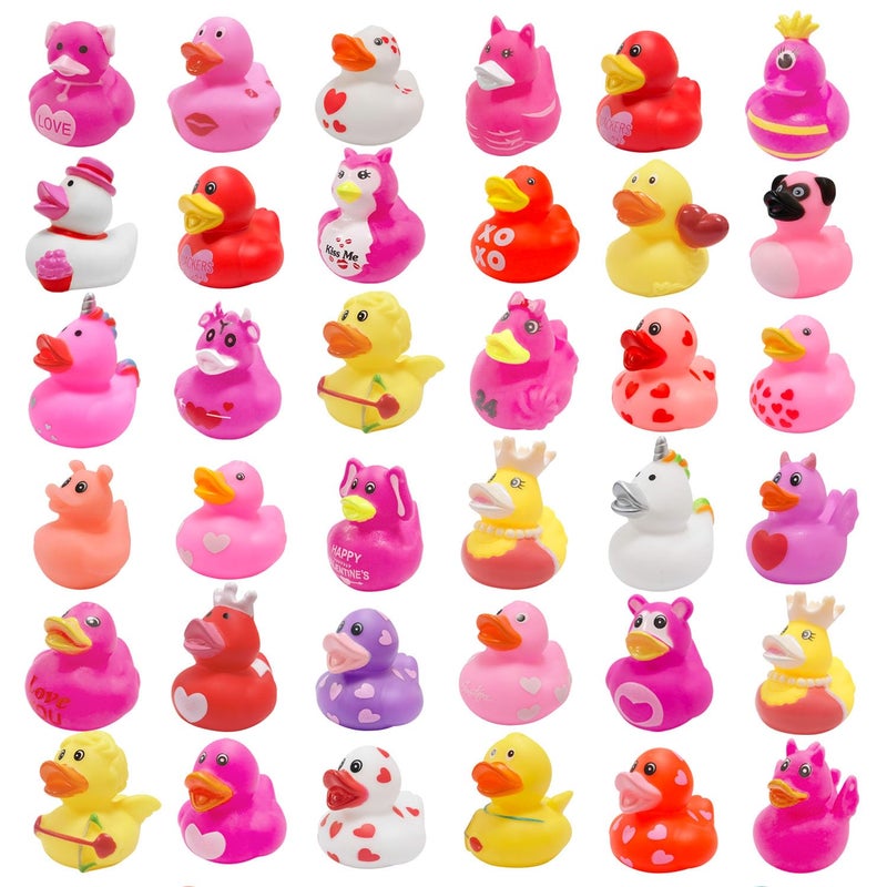 Cherislpy 36 Pcs Valentines Rubber DucksBath Showers AccessoriesMini 216 Duckies Bath Toys for Kids Girls Boys Valentines Day Party Favors Gift Exchange Valentines - Image 3