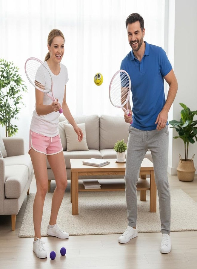 دولفي مضارب تنس دولفي الترفيهية للبالغين | 22 سم - طقم مضارب تنس للاعبين | مضارب تنس خفيفة الوزن للغاية للطلاب والتدريب والمبتدئين مع مقابض إضافية وحقيبة حمل (وردي) - Image 4