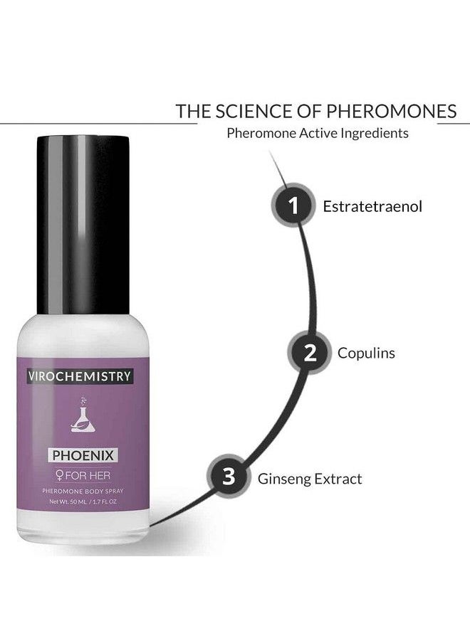 VIROCHEMISTRY - Pheromones For Women (Phoenix) Body Spray Elegant Ultra Strength Organic Human Pheromones Fragrance Body Spray 50Ml [Human Grade Pheromones To Attract Men] - Image 1