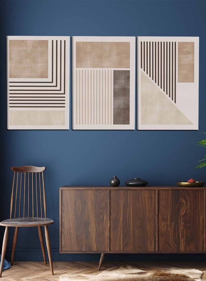 يوڠام مجموعة من 3 لوحات قماشية مشدودة على إطار خشبي مع لوحات فنية تجريدية - Image 3