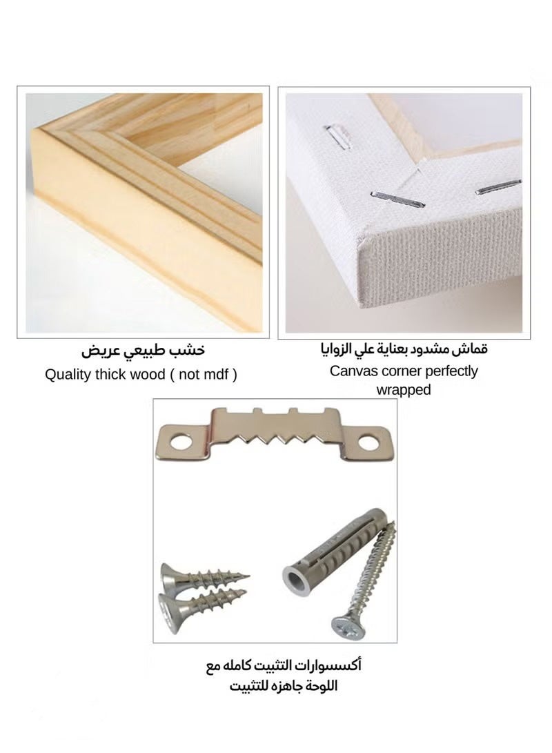 يوڠام مجموعة من 3 لوحات قماشية مشدودة على إطار خشبي مع لوحات فنية تجريدية - Image 5