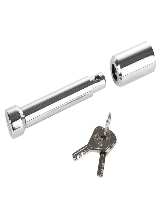 Reese 7070800 Trailer Hitch Lock, Fits 1-1/4 Inch & 2 Inch Square Receivers, 1/2 Inch & 5/8 Inch Pin Diameter, Professional, Chrome - Image 1