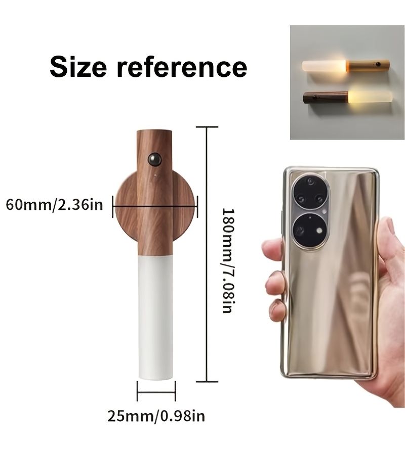 Walnut Motion Sensor Night Light 2 Pack Rechargeable LED Wall Lamp for Hallway Kitchen Staircase - Image 3