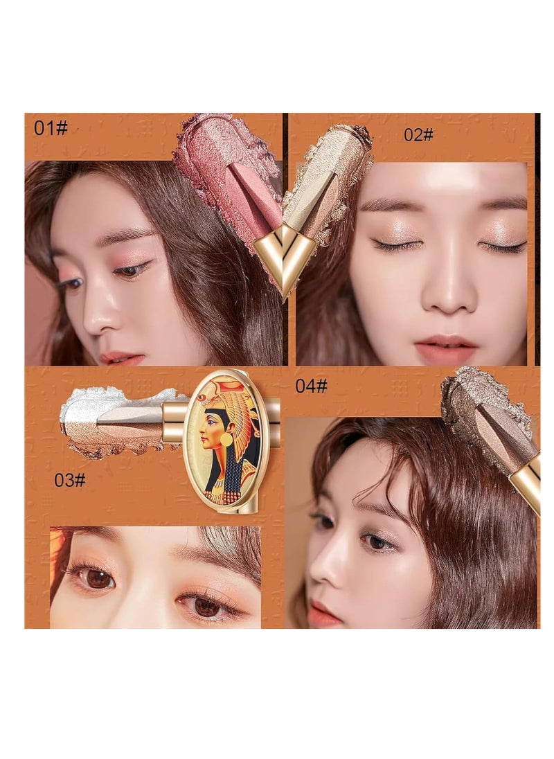 SYOSI - Luxurious Double-Color Eyeshadow Stick (4pcs) - Easy-to-Use Dual-Tone Stick with Mirror for Effortless Glamour - Image 1