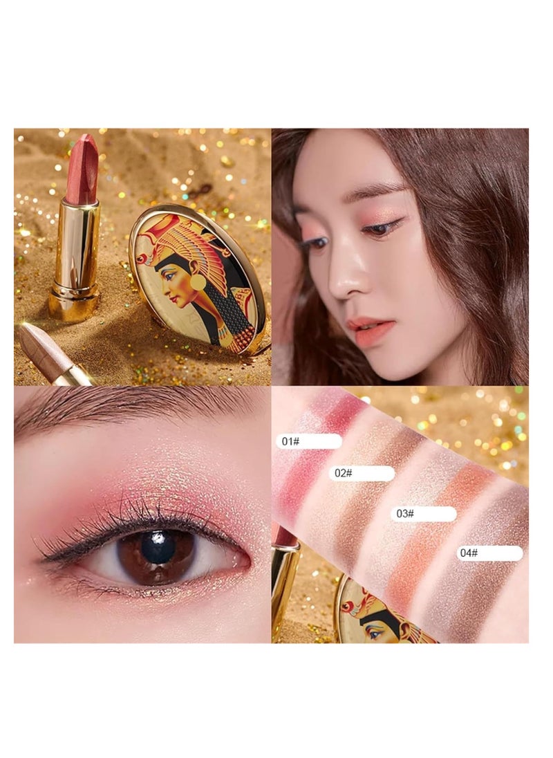 SYOSI - Luxurious Double-Color Eyeshadow Stick (4pcs) - Easy-to-Use Dual-Tone Stick with Mirror for Effortless Glamour - Image 1