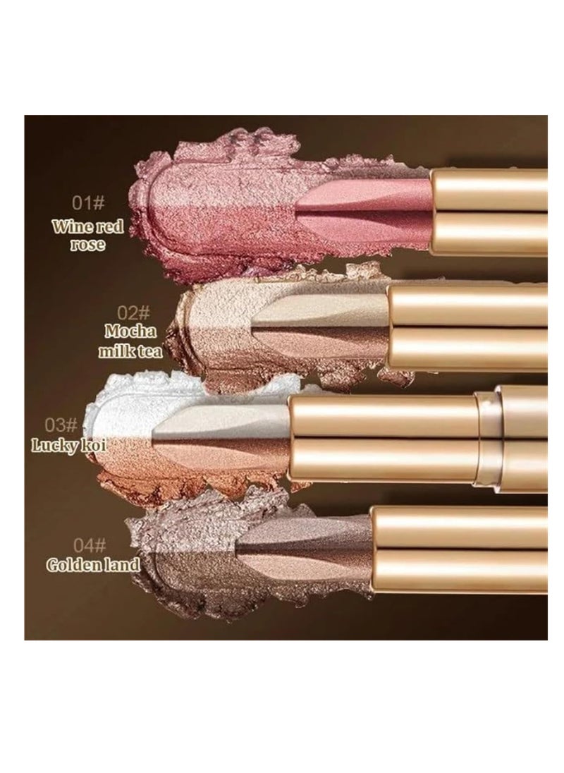SYOSI - Luxurious Double-Color Eyeshadow Stick (4pcs) - Easy-to-Use Dual-Tone Stick with Mirror for Effortless Glamour - Image 1