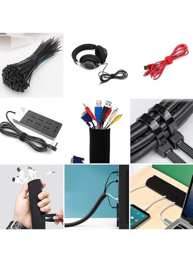 PROMASS Cable Management Sleeve, 19-20 Inch Cord Organizer System with Zipper for TV Computer Office Home Entertainment, Flexible Cable Sleeve Wrap Cover Wire Hider System (Black 4 pcs) - Image 5