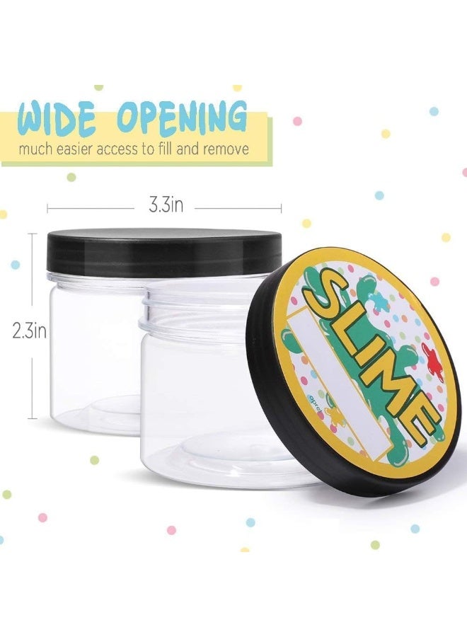 Opret 12 Pack 10oz Empty Slime Containers, Large Plastic Slime Jars with Lids and Labels Clear Storage Organizers for Slime Making, Food and Beauty Products, BPA Free - Image 4
