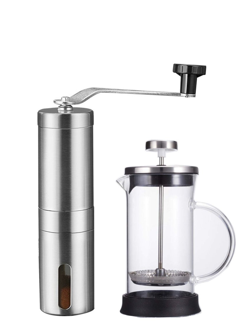 Manual coffee bean grinder Silver Label French press set (two pieces) - Image 1