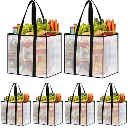 SmartTrends 6 Pack Reusable Grocery Bags HeavyDuty Shopping Bags with Sturdy Handles WaterResistant Foldable Organizer Shopping Bags for Groceries Market Car Trunk MultiPurpose 33L - Image 1