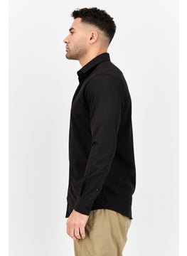 Scotch & Soda Men Modern Fit Plain Long Sleeve Dress Shirt, Black  - Image 4