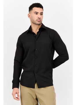 Scotch & Soda Men Modern Fit Plain Long Sleeve Dress Shirt, Black  - Image 1
