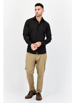 Scotch & Soda Men Modern Fit Plain Long Sleeve Dress Shirt, Black  - Image 3