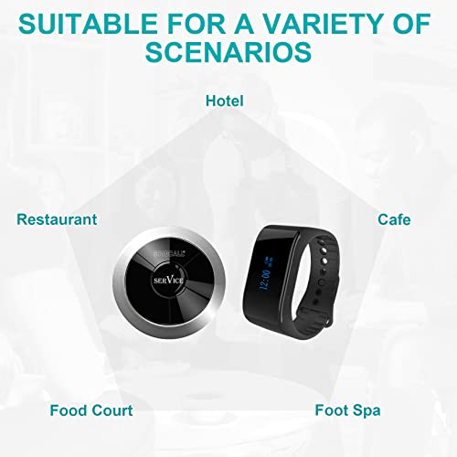SINGCALL Wireless Calling System, Nurse Call System, 360 Degree Waterproof Pager Watch Receiver, No Screw Pager, Pack of 5 Pagers and 1 Receiver - Image 3