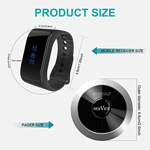 SINGCALL Wireless Calling System, Nurse Call System, 360 Degree Waterproof Pager Watch Receiver, No Screw Pager, Pack of 5 Pagers and 1 Receiver - Image 5