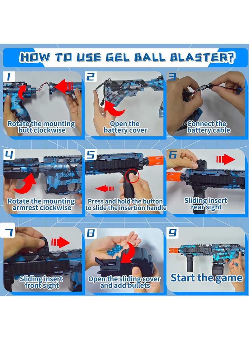LEDIN - Electric Gel Ball Blaster M416 High Speed Automatic Splatter Ball Blaster with 40000+ Water Beads and Goggles Rechargeable Splatter Ball Toys for Outdoor Activities Shooting Game Party Favors - Image 1