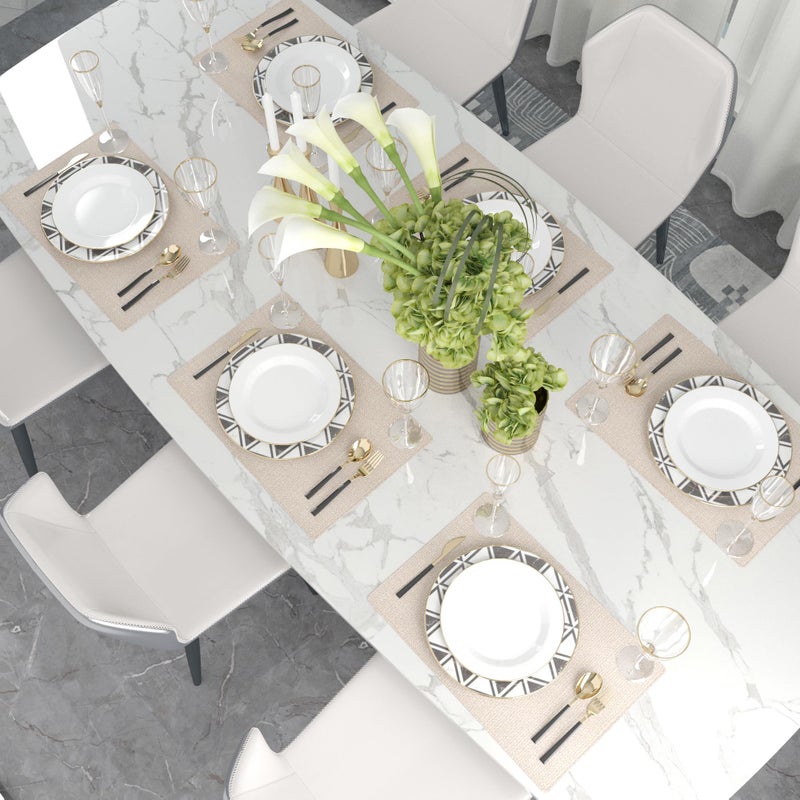 NATUS WEAVER Set of 4 Soft Caddice Faux Linen 2 Side Place Mats Heat Resistant Dining Table Place Mats Kitchen Table Mats 12 x 18 Natural Linen - Image 3