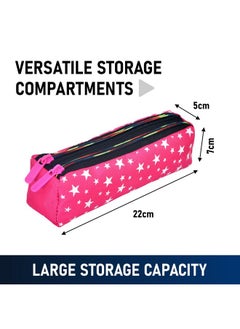 Kuber Industries Kuber Industries Pencil Pouch | Rexine Stationary Pouch |Pencil Utility Pouch | School Pencil Case for Kids |Pen-Pencil Box for Kids | 2 Zipper Pencil Organizer | Star Pencil Pouch | Pack of 2 | Multi  - Image 3