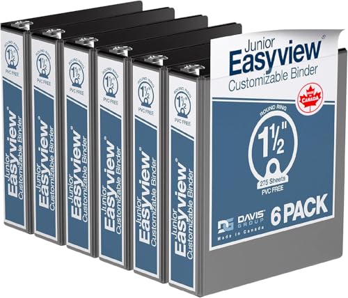 Davis Group Easyview Junior Binder, Premium Small Clear-View 3-Ring Binder for School, Office, or Home, Made in Canada, 1.5-Inch Mini Binder, 8.5"x5.5", Black - Image 1