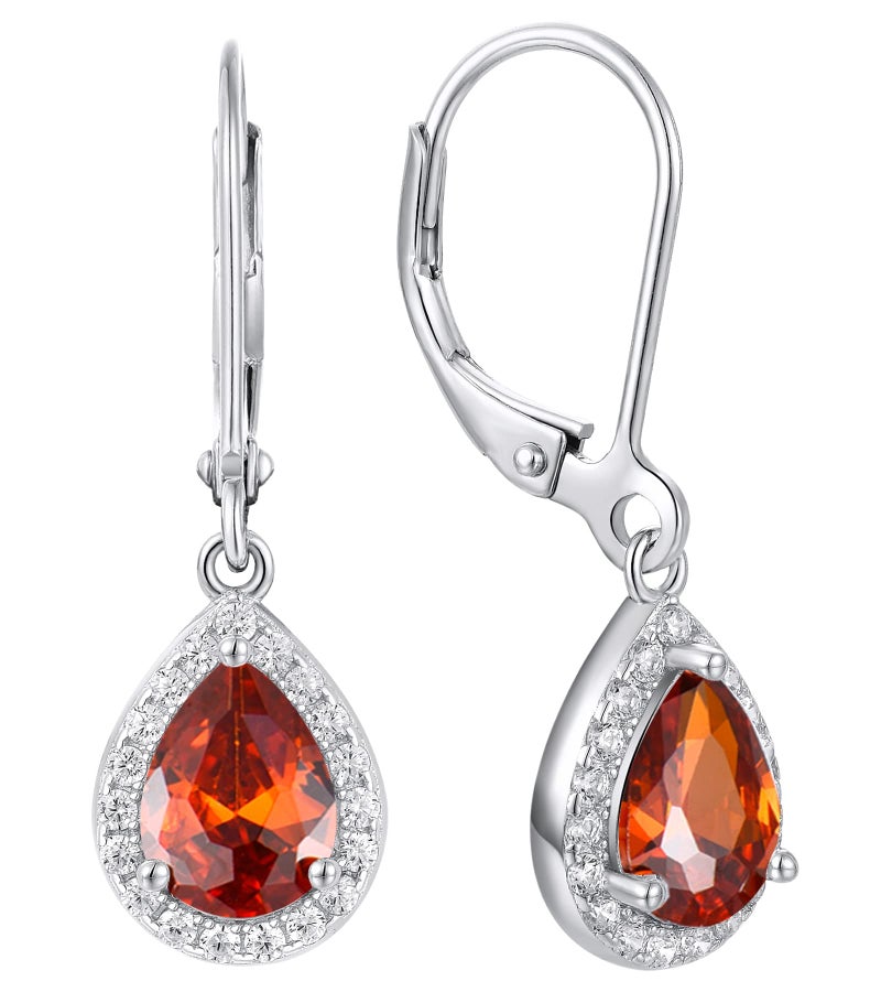 YL Halo Teardrop Dangle Drop Earrings 925 Sterling Silver Created Opal Leverback Jewelry for Women - Image 1