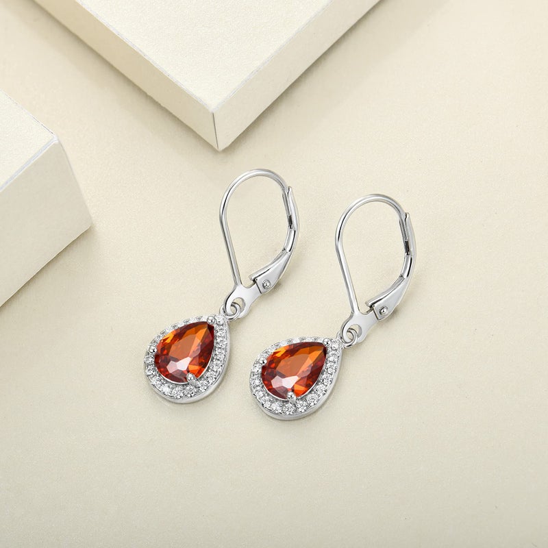 YL Halo Teardrop Dangle Drop Earrings 925 Sterling Silver Created Opal Leverback Jewelry for Women - Image 5