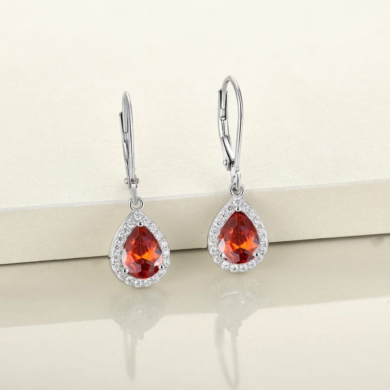 YL Halo Teardrop Dangle Drop Earrings 925 Sterling Silver Created Opal Leverback Jewelry for Women - Image 4