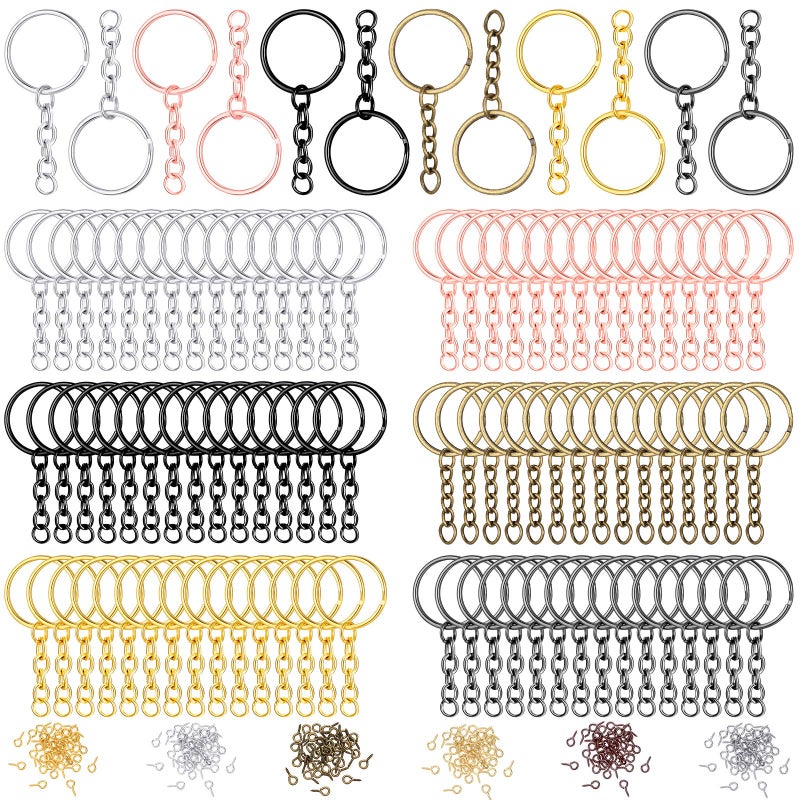 Hotop 360 Pcs Key Rings for Crafts Keychain Making Kit Including 90 Open Jump Rings Connectors,180 Small Screw Eye Pins Hooks for DIY Keychain Supplies(25 mm,Mixed Color) - Image 1
