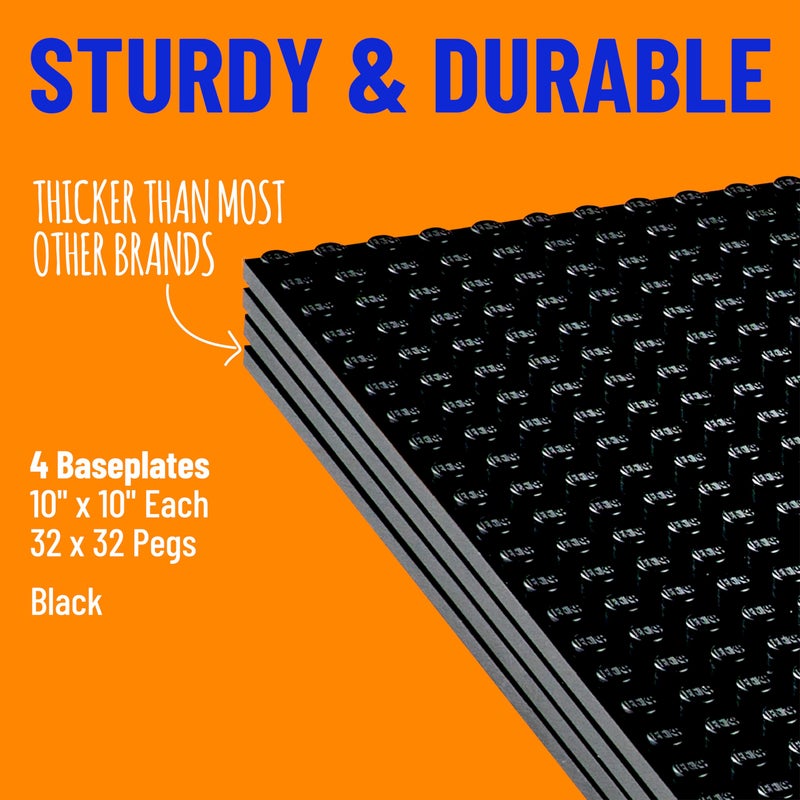 Strictly Briks 4 Pack Classic Baseplates 10x10 in  Stackable Building Plates with 32 x 32 Studs  Mats  Bases  Boards  Sheets 100% Compatible with All Major Brands  Black - Image 2