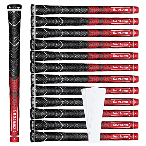 Geoleap Golf Grips Set of 13 Grips with Tapes and Grips with All Repair Kits for ChoiceHybrid Golf Club Grips All Weather Contral High Feedback Traction Golf Grips for Men and WomenRedGrips with Tapes Standard - Image 1