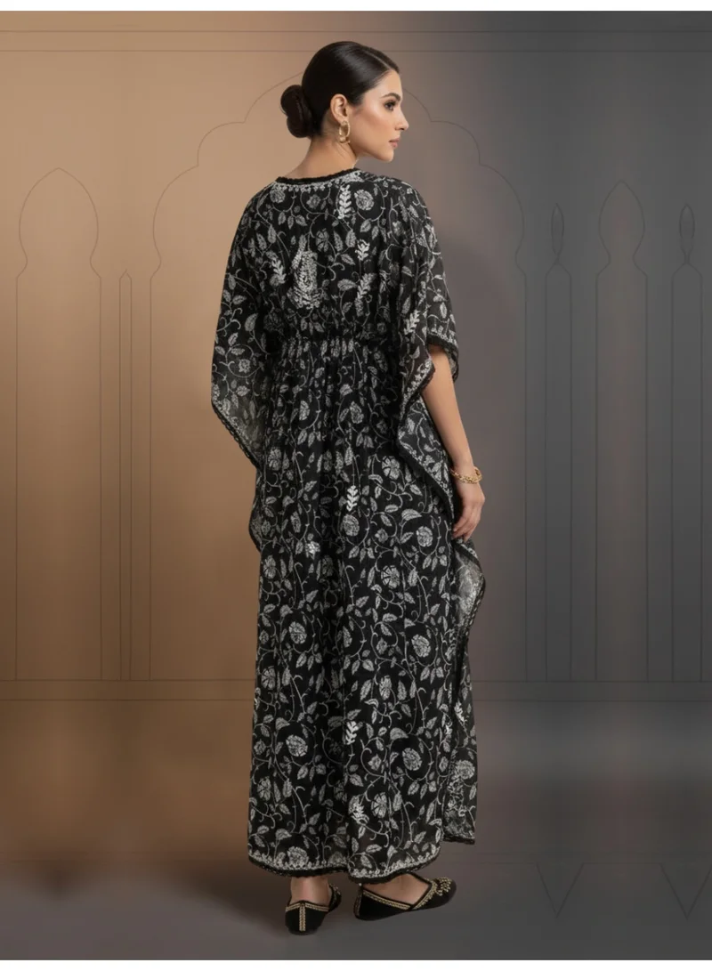 Alaya Hand Embroidered Chikankari Cotton Kaftan-AL3833