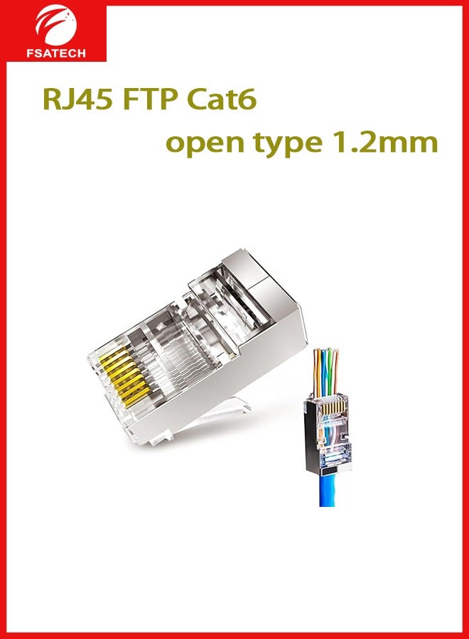FSATECH 100 PCS in Can RJ45 FTP Cat6, Open type, 1.2mm 1U Connector 8P8C Ethernet Network  Cat5E Modular Network Cable Plug Connector - Image 3