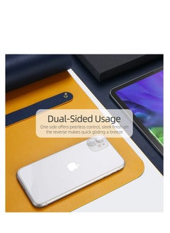 Cool Baby COOL BABY Multifunctional desk pad ultra-thin waterproof PU leather mouse pad office/home dual-use desk writing pad (90*45cm,Yellow + Blue)  - Image 4