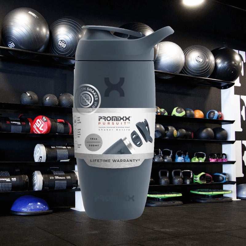 Promixx Pursuit Shaker Bottle Insulated Stainless Steel Water Bottle and Blender Cup, 18oz, Midnight Blue - Image 2