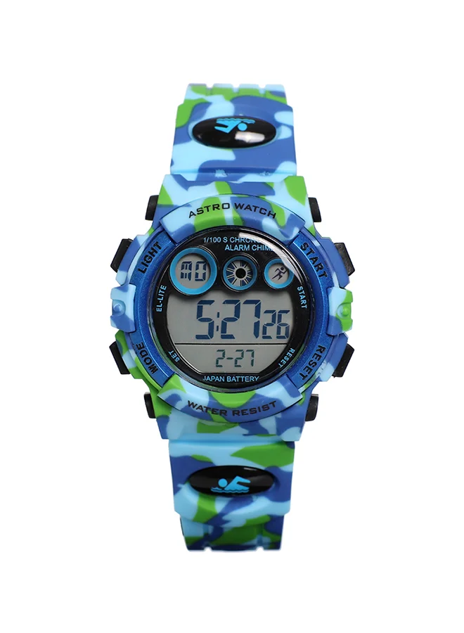 أسترو Astro Kids Watch, Digital Display and Plastic Strap - A9933-PPLS, Blue Camouflage