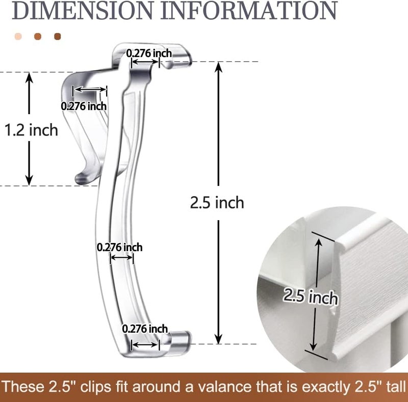 Takngjd 2.5 Inch Valance Clips for Horizontal Blind Valance (12 Pieces) - Image 5