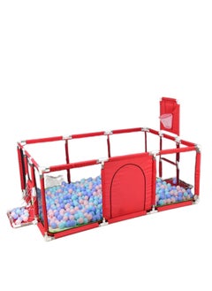 PENG GENERAL Large Baby Playpen with Safety Mesh, Indoor Ball Pit Area, Children Fence Play Area Red  - Image 1