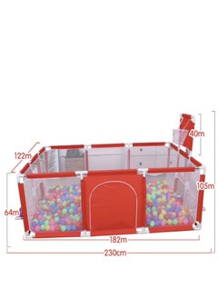 PENG GENERAL Large Baby Playpen with Safety Mesh, Indoor Ball Pit Area, Children Fence Play Area Red  - Image 2