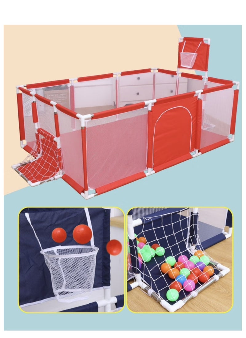 PENG GENERAL Large Baby Playpen with Safety Mesh, Indoor Ball Pit Area, Children Fence Play Area Red  - Image 3