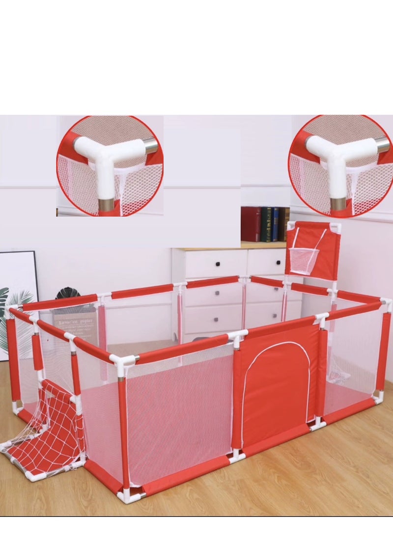 PENG GENERAL Large Baby Playpen with Safety Mesh, Indoor Ball Pit Area, Children Fence Play Area Red  - Image 5