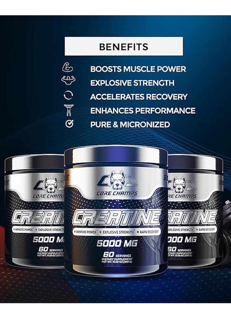 CORE CHAMPS Core Champs Creatine 5000mg 300g Unflavored 60 Servings  - Image 4