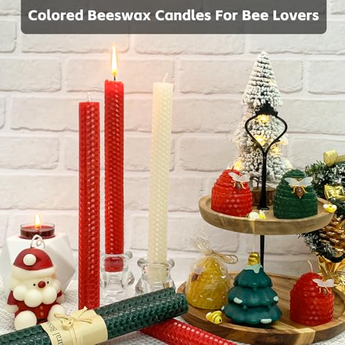 Lacaser Beeswax Candles Bulk Set of 24, Bee Themed Votive Candles, Dripless & Smokeless & Unscented, Dia 1.77" x1.97" Each, 6 Assorted Colors - Image 3