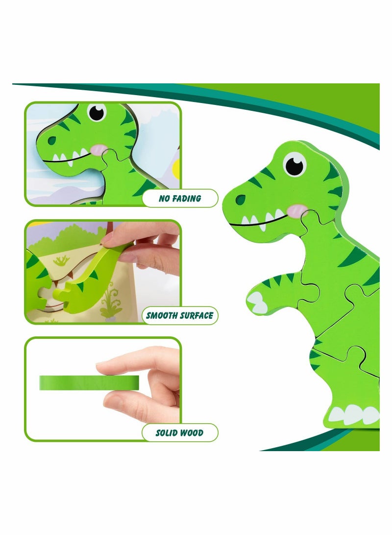 Excefore Dinosaur Puzzles for Kids, Wooden Puzzles for Toddlers, Dinosaur Toys for Kids Toddlers Girls Boys Gifts for Birthday, Educational Dinosaur Learning Toys for Toddlers Preschool 7Pcs - Image 5
