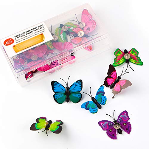 Yalis Decorative Thumb Tacks 12 Pcs Colorful Cute Pushpins for Feature Wall, Whiteboard, Corkboard, Photo Wall (Butterfly) - Image 1